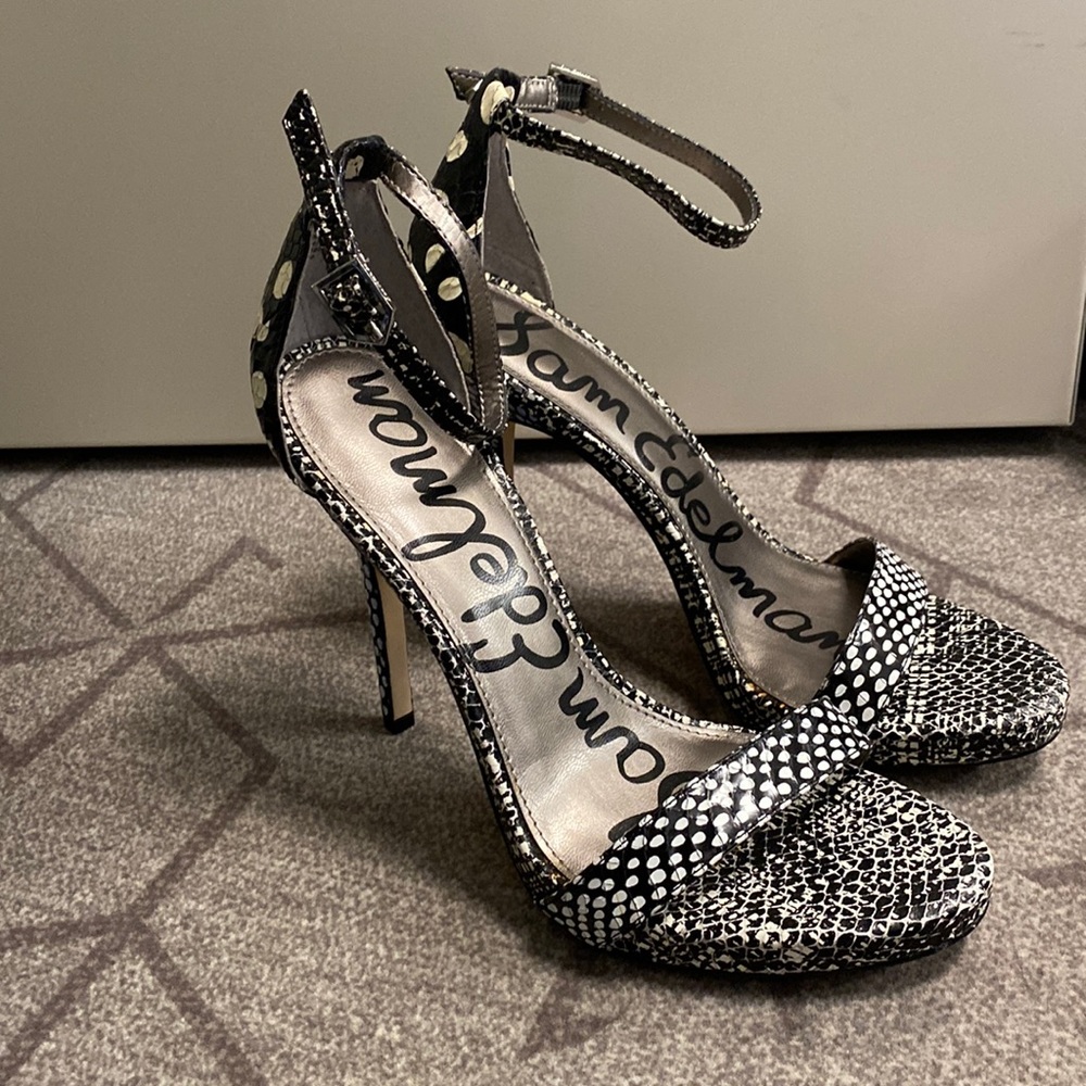 Sam Edelman black and white sandal heels